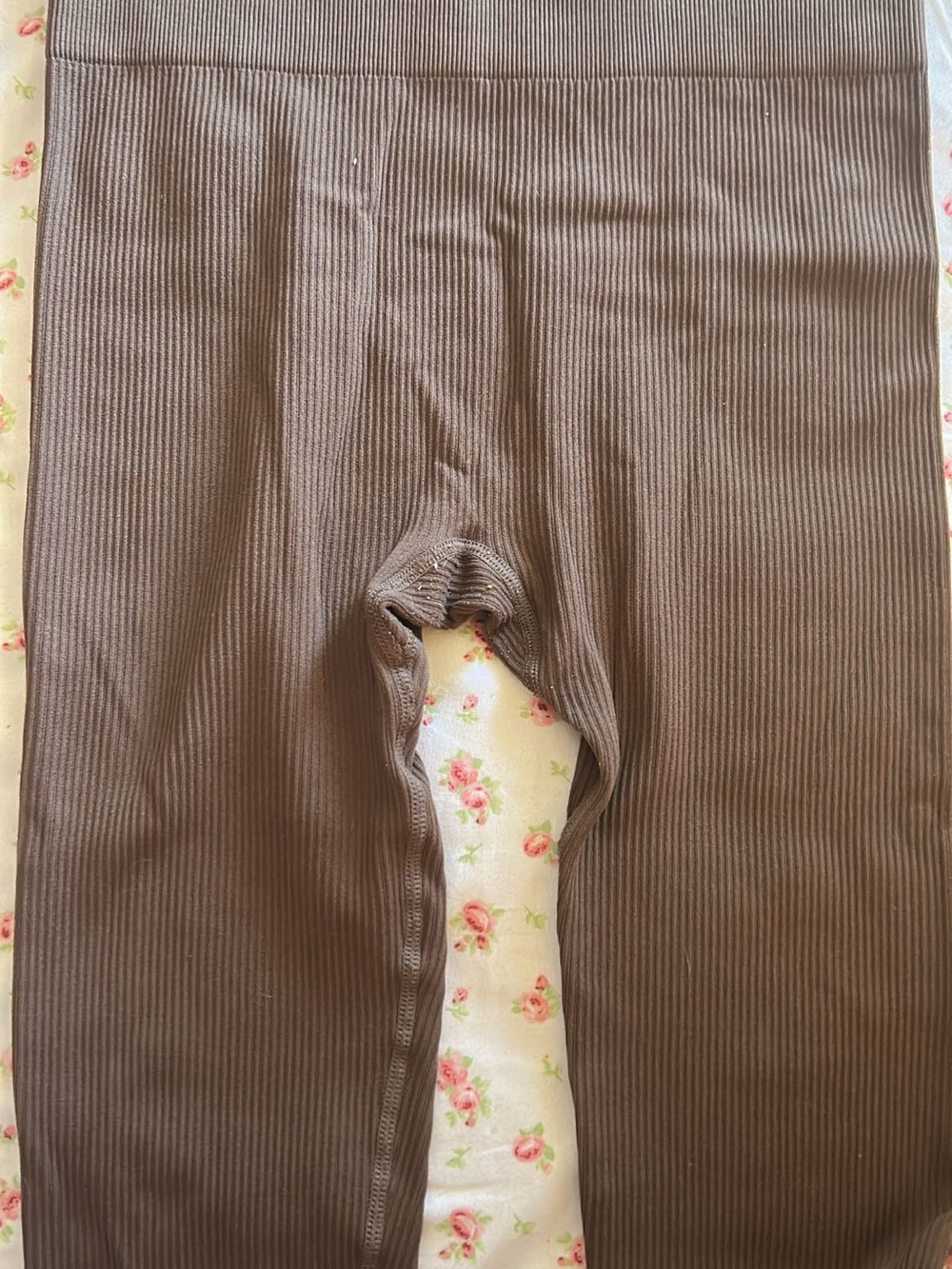 Womens Ribbed Brown Leggings